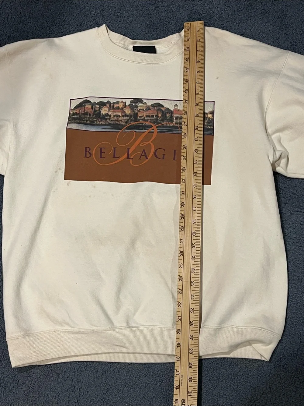 Bellagio Hotel Casino Graphic Sweater Beige Vintage 90s  XL Cotton